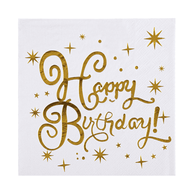 33x33 guardanapos de coquetel de feliz aniversário 3sply papel guardanapos com estampagem quente sj3301