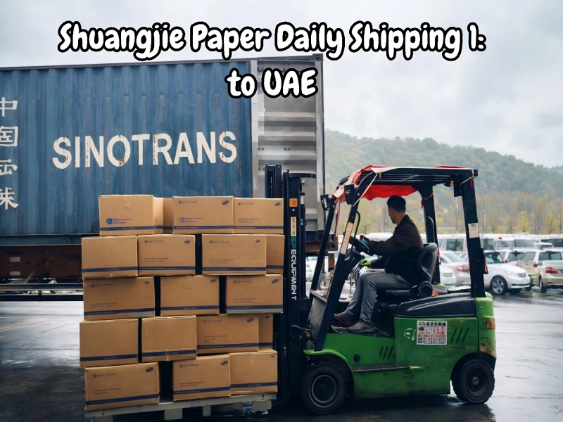 Shuangjie Paper envia contêiner completo de guardanapos Airlaid para os Emirados Árabes Unidos do porto de Ningbo