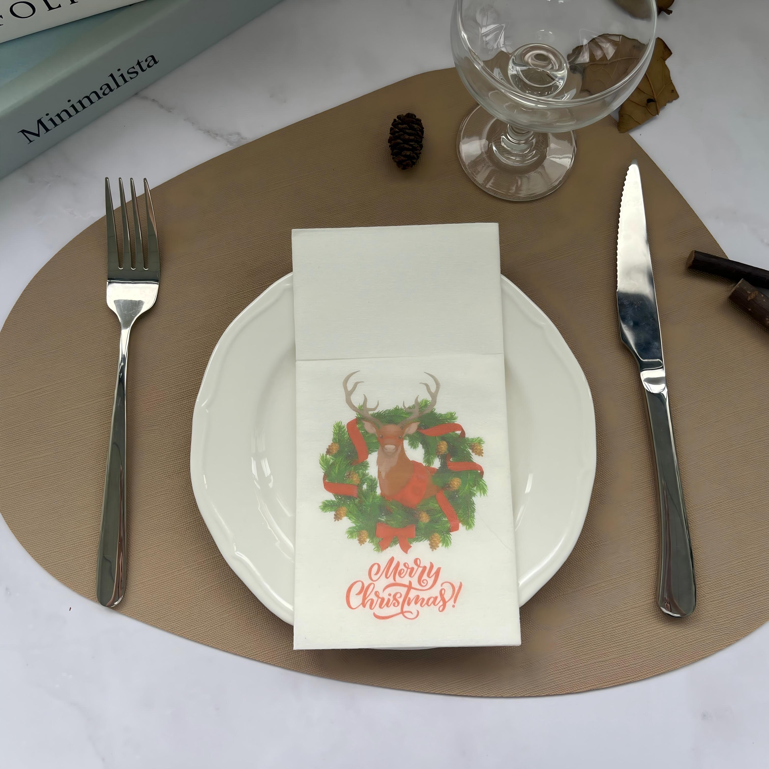 Guardanapos Airlaid para jantar com design de design personalizado Feliz Natal